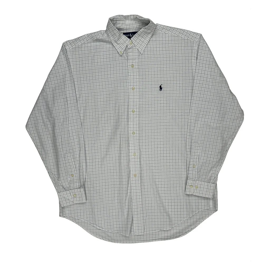 Ralph Lauren Checked Shirt - Large White Cotton