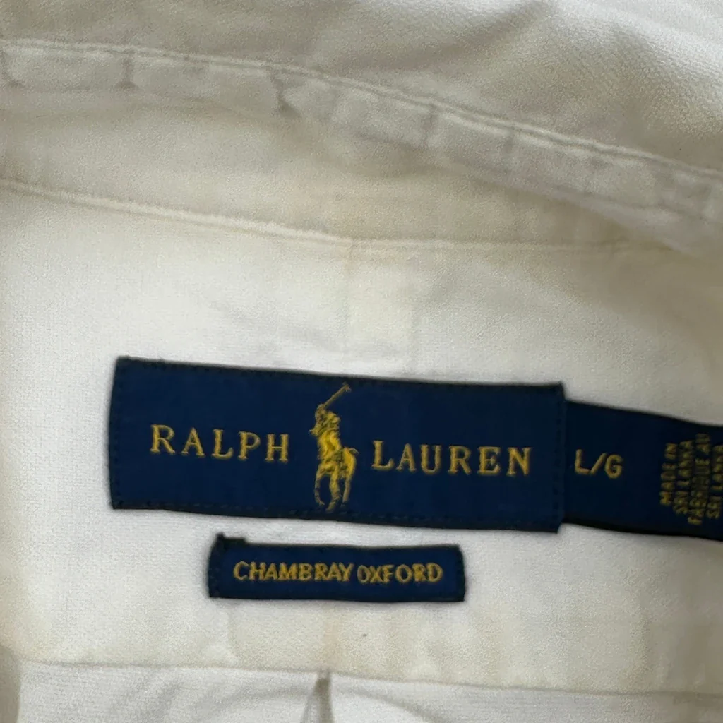 Ralph Lauren Chambray Oxford Shirt - Large White Cotton - Image 3