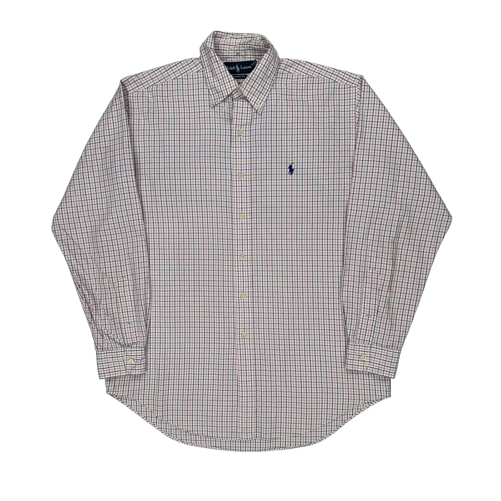 Ralph Lauren Checked Shirt - Medium White Cotton