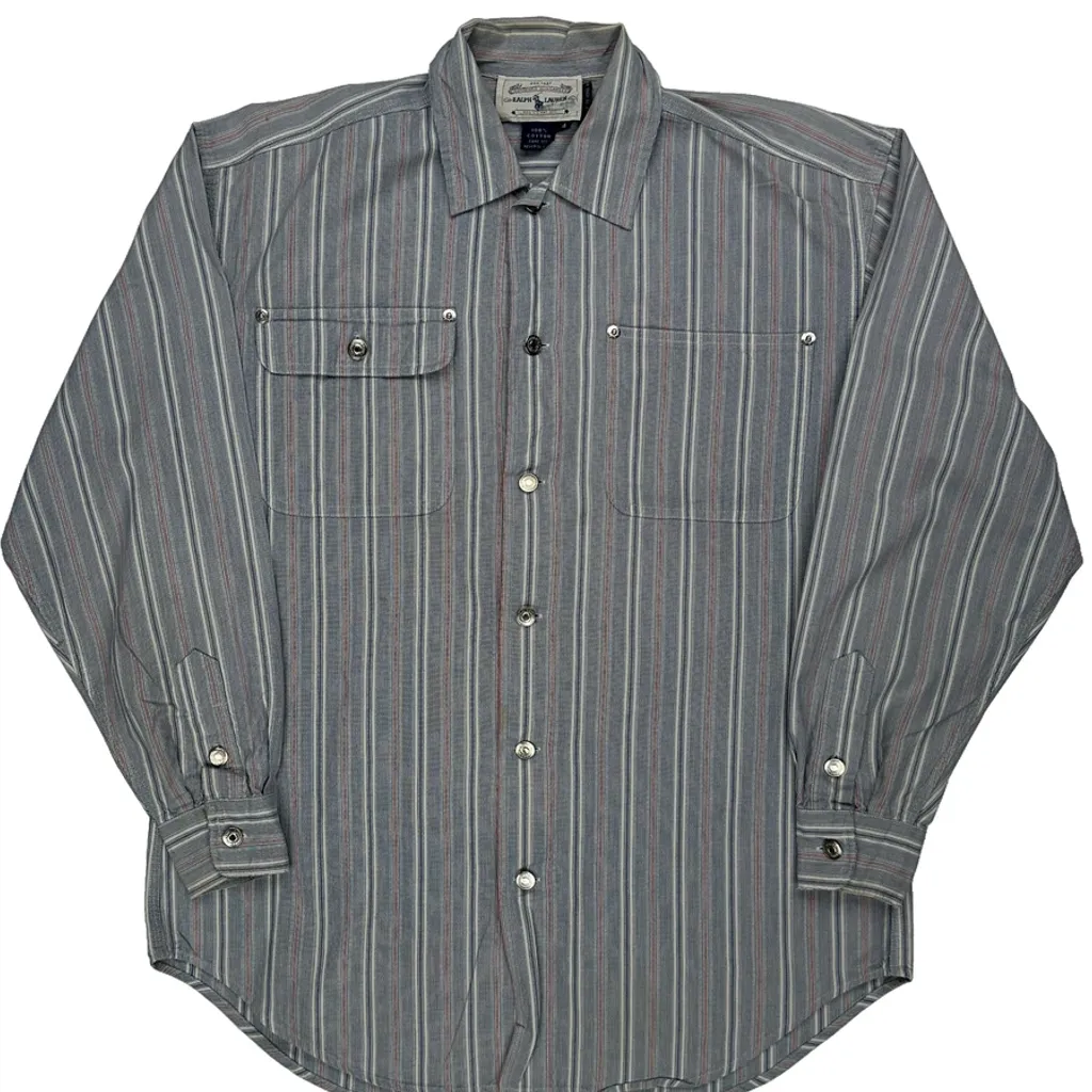 Ralph Lauren Striped Shirt - Medium Grey Cotton - Image 4