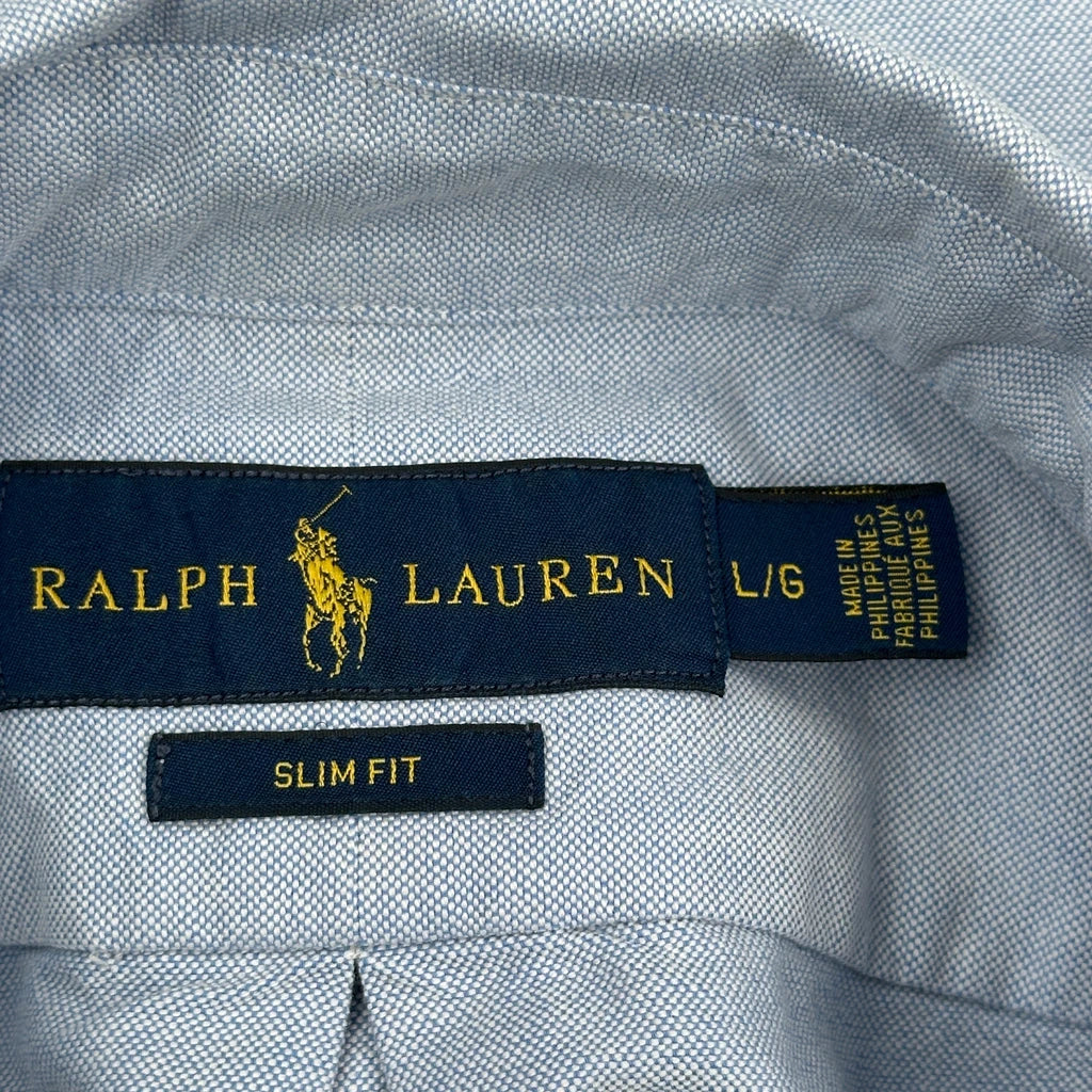 Ralph Lauren Slim Fit Short Sleeve Shirt - Large Blue Cotton - Image 3