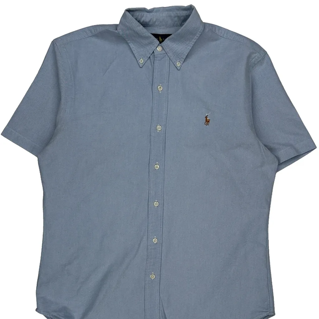 Ralph Lauren Slim Fit Short Sleeve Shirt - Large Blue Cotton - Image 4