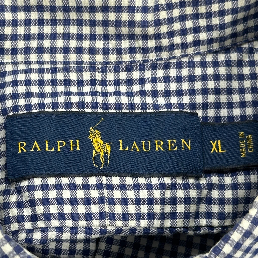 Ralph Lauren Checked Short Sleeve Shirt - XL Blue Cotton - Image 3