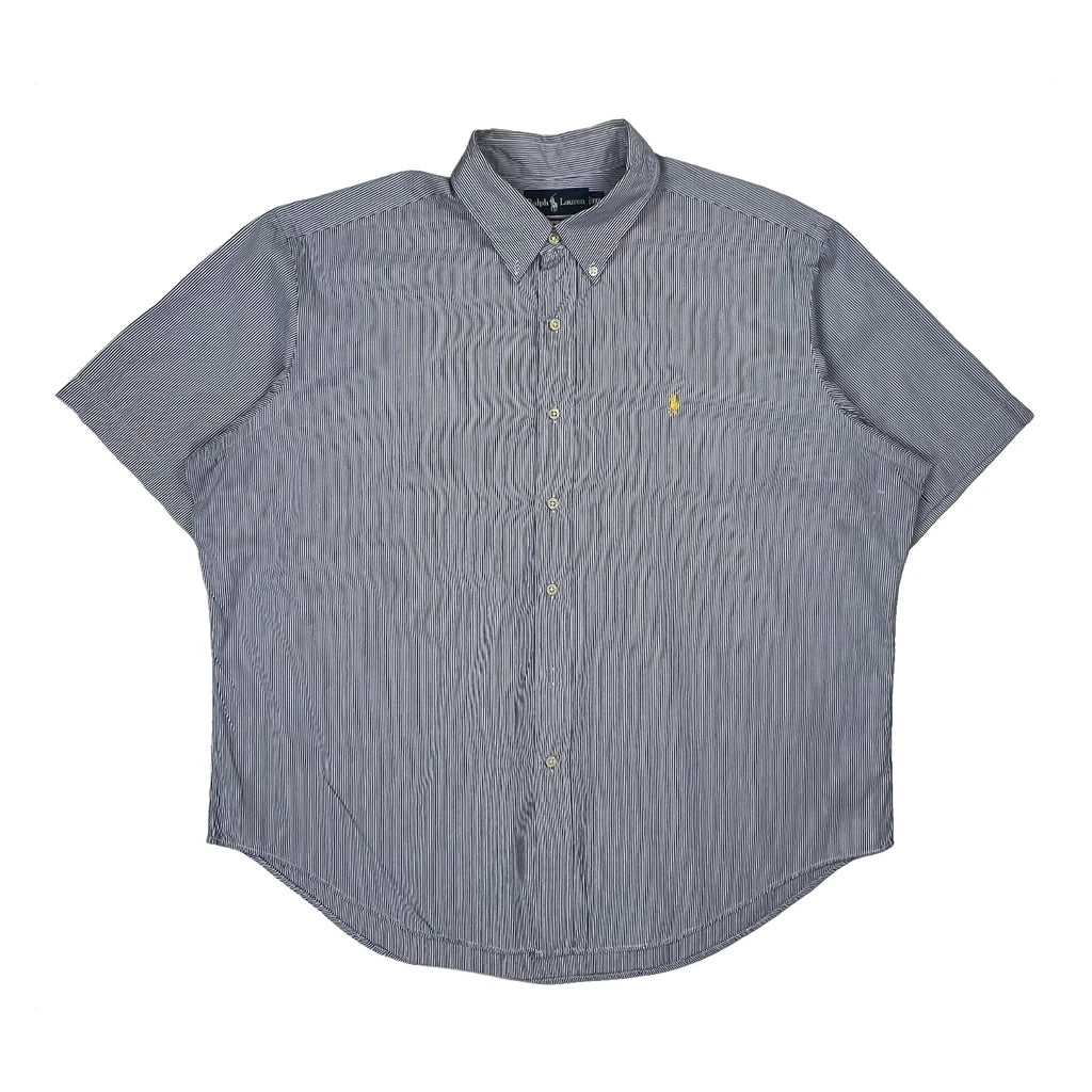 Ralph Lauren Striped Short Sleeve Shirt - 2XL Blue Cotton
