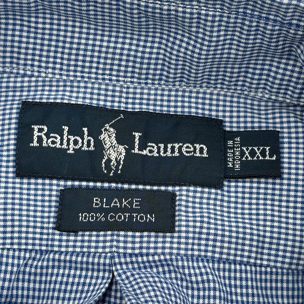 Ralph Lauren Checked Short Sleeve Shirt - 2XL Blue Cotton - Image 3