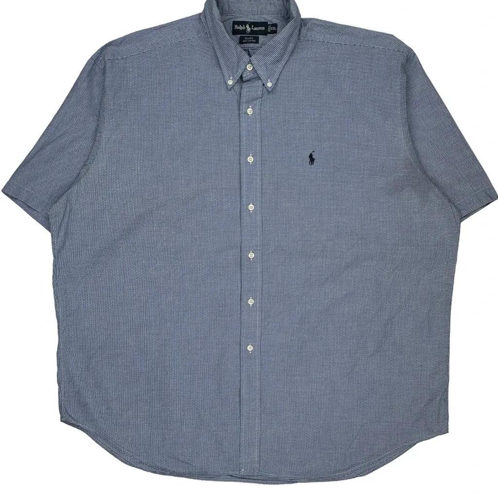 Ralph Lauren Checked Short Sleeve Shirt - 2XL Blue Cotton - Image 5