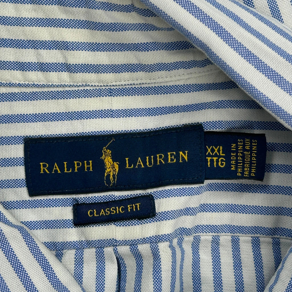 Ralph Lauren Striped Short Sleeve Shirt - 2XL Blue Cotton - Image 4