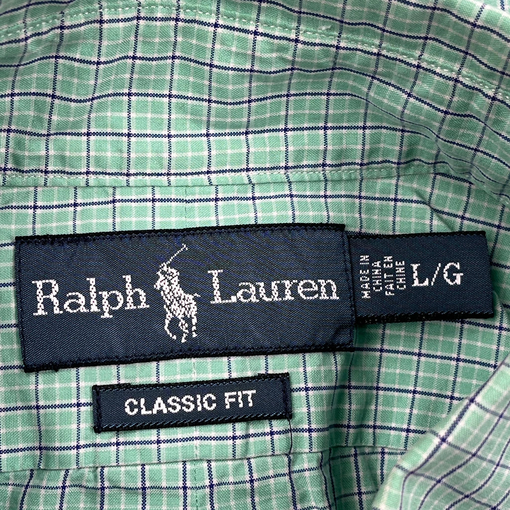 Ralph Lauren Checked Short Sleeve Shirt - Large Green Cotton - Image 3