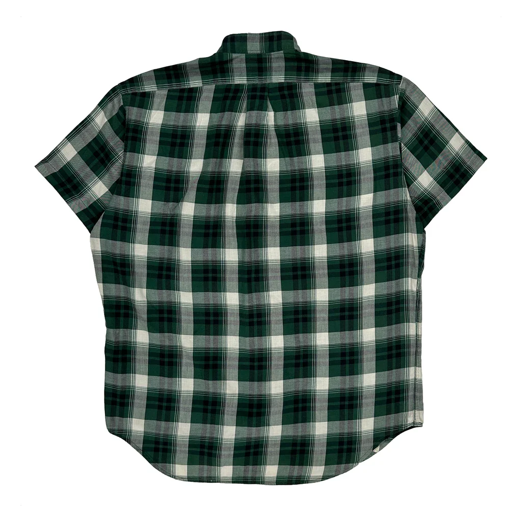 Ralph Lauren Checked Short Sleeve Shirt - Medium Green Cotton - Image 2