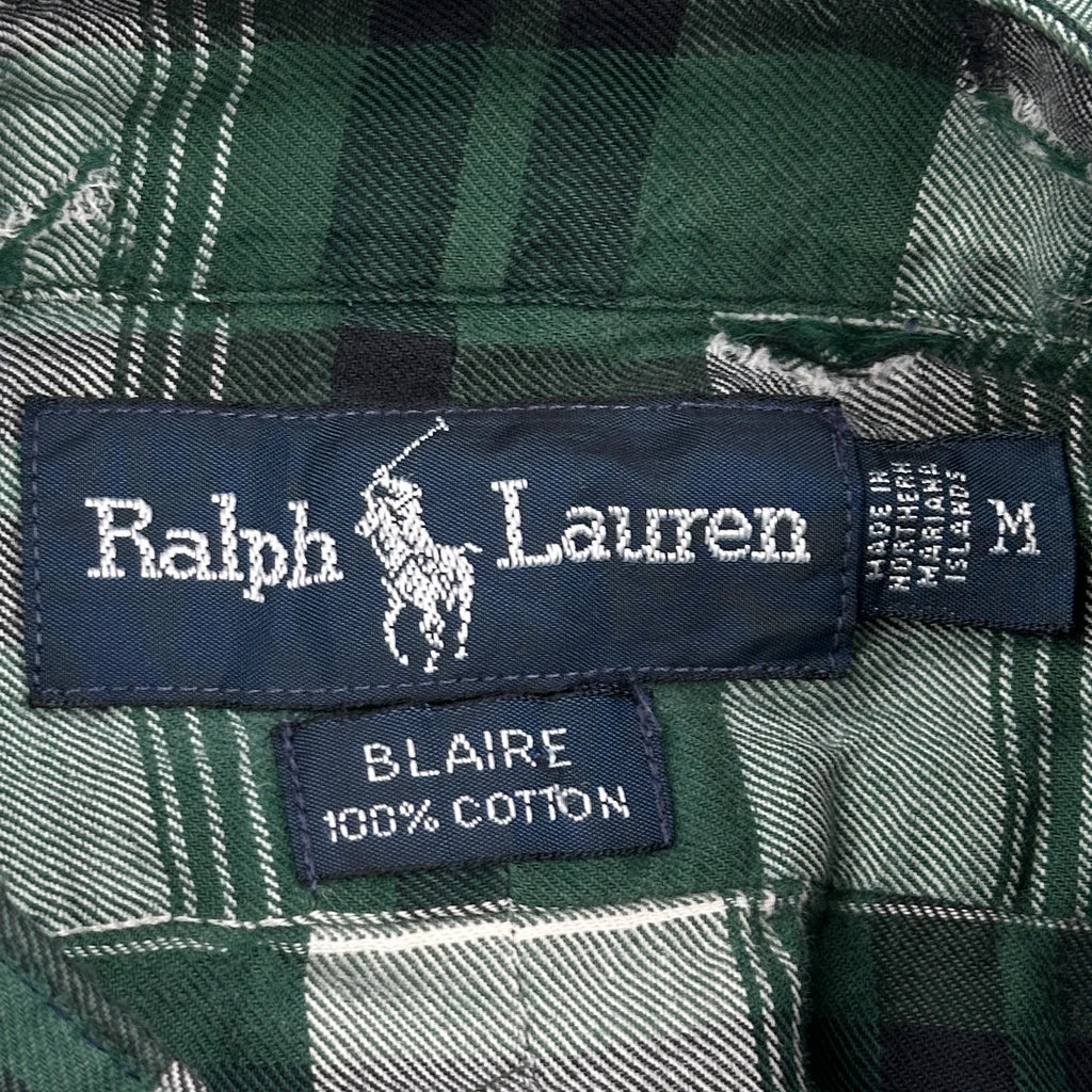 Ralph Lauren Checked Short Sleeve Shirt - Medium Green Cotton - Image 3