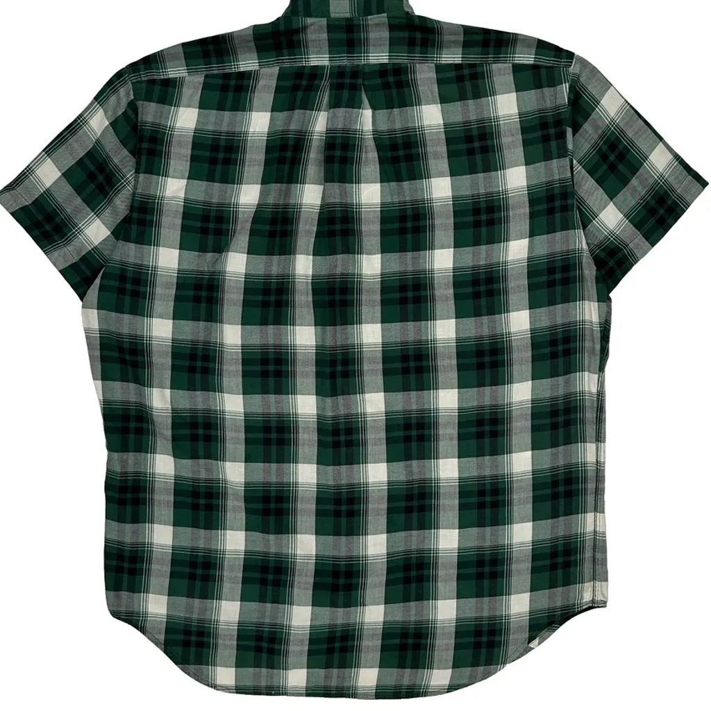 Ralph Lauren Checked Short Sleeve Shirt - Medium Green Cotton - Image 7