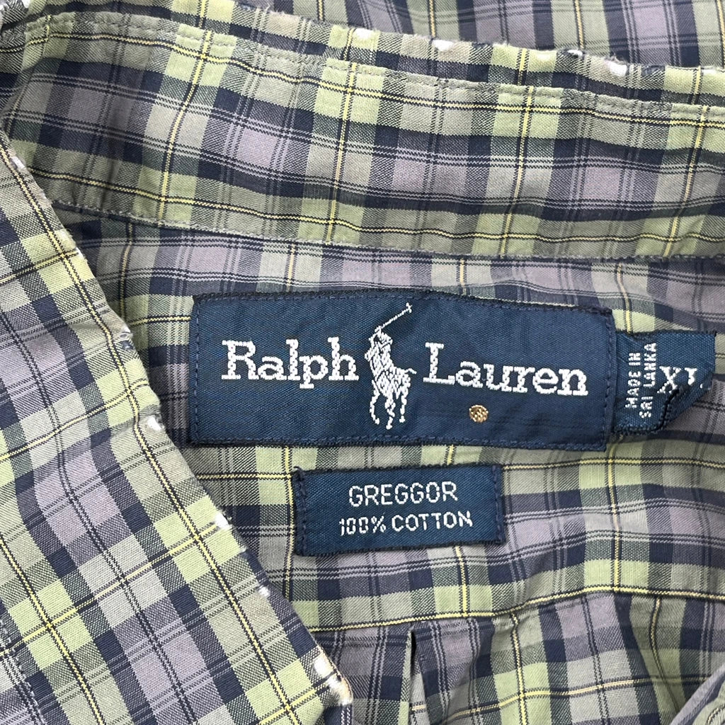 Ralph Lauren Checked Short Sleeve Shirt - XL Green Cotton - Image 3