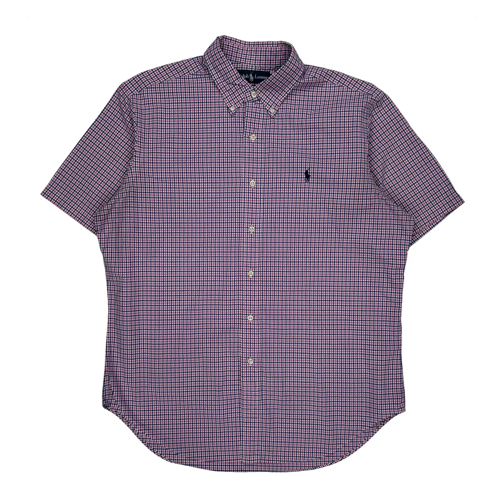 Ralph Lauren Checked Short Sleeve Shirt - Large Multicoloured Cotton