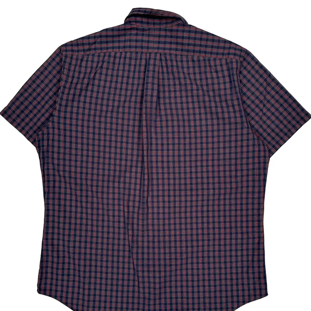 Ralph Lauren Checked Short Sleeve Shirt - Large Navy Cotton - Image 6