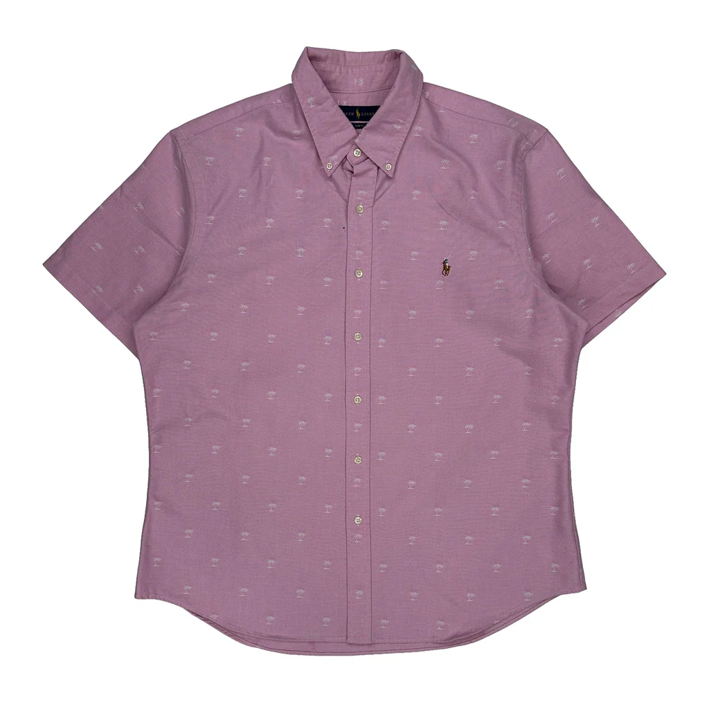 Ralph Lauren Slim Fit Short Sleeve Shirt - 2XL Pink Cotton