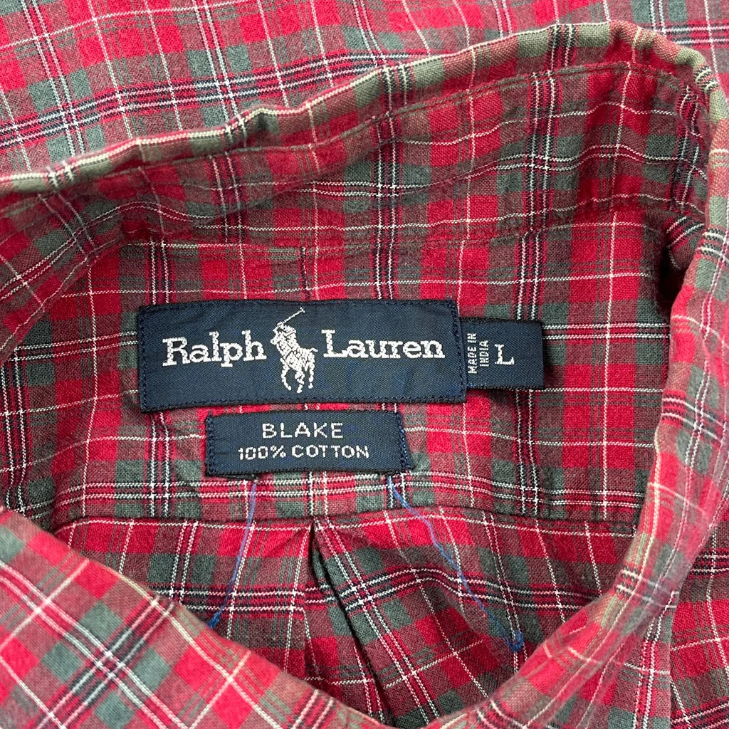 Ralph Lauren Checked Short Sleeve Shirt - Large Red Cotton - Image 3