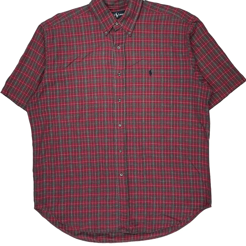 Ralph Lauren Checked Short Sleeve Shirt - Large Red Cotton - Image 5