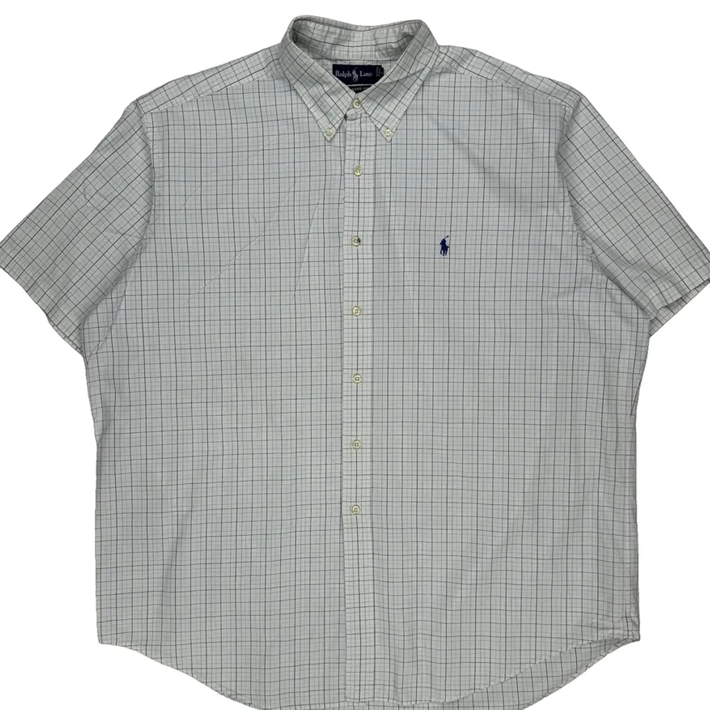 Ralph Lauren Checked Short Sleeve Shirt - 2XL White Cotton - Image 4