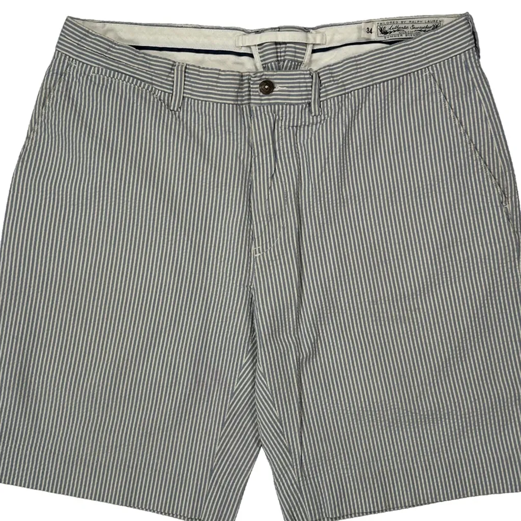 Ralph Lauren Striped Shorts - 33W 9L Grey Cotton - Image 8