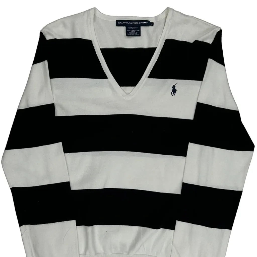 Ralph Lauren Sport Striped Jumper - Large Black & White Cotton - Image 5