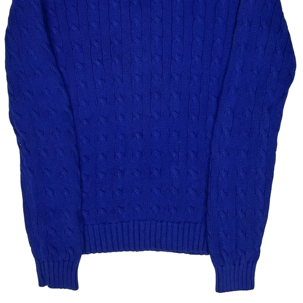 Ralph Lauren Sport Cable Knit Jumper - Large Blue Cotton - Image 6