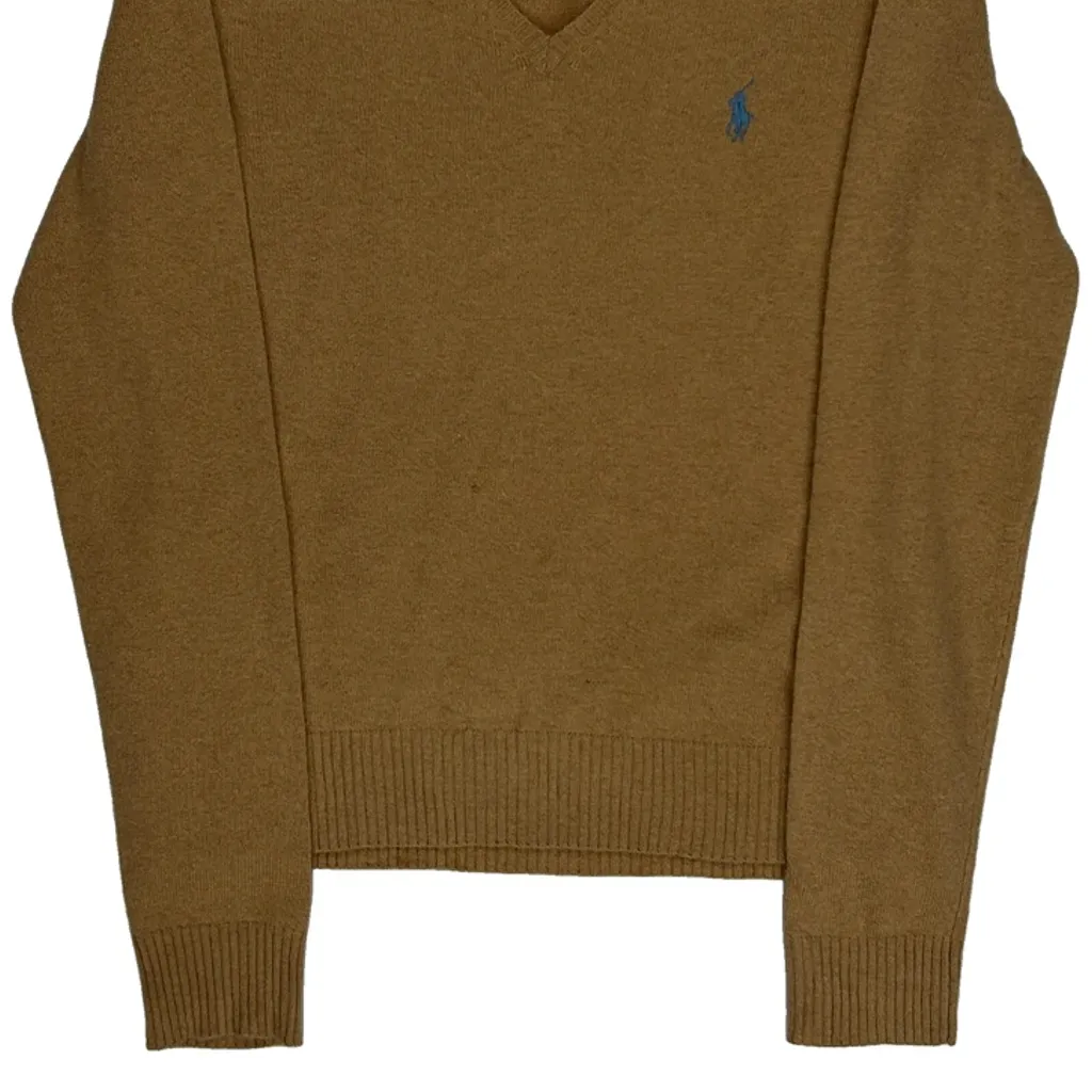 Ralph Lauren Sport V-Neck Jumper - Medium Brown Merino Wool Blend - Image 4
