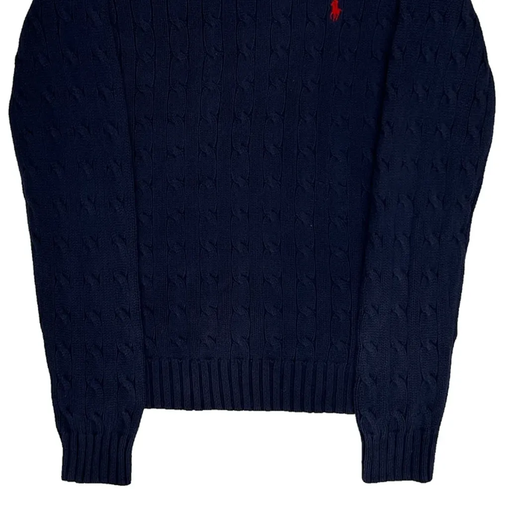 Ralph Lauren Sport Cable Knit Jumper - Large Navy Cotton - Image 5