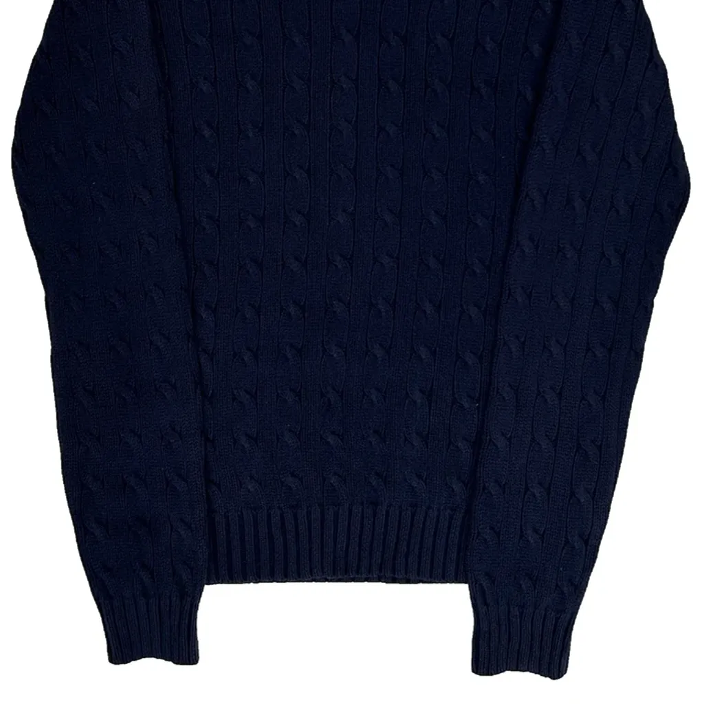 Ralph Lauren Sport Cable Knit Jumper - Large Navy Cotton - Image 6