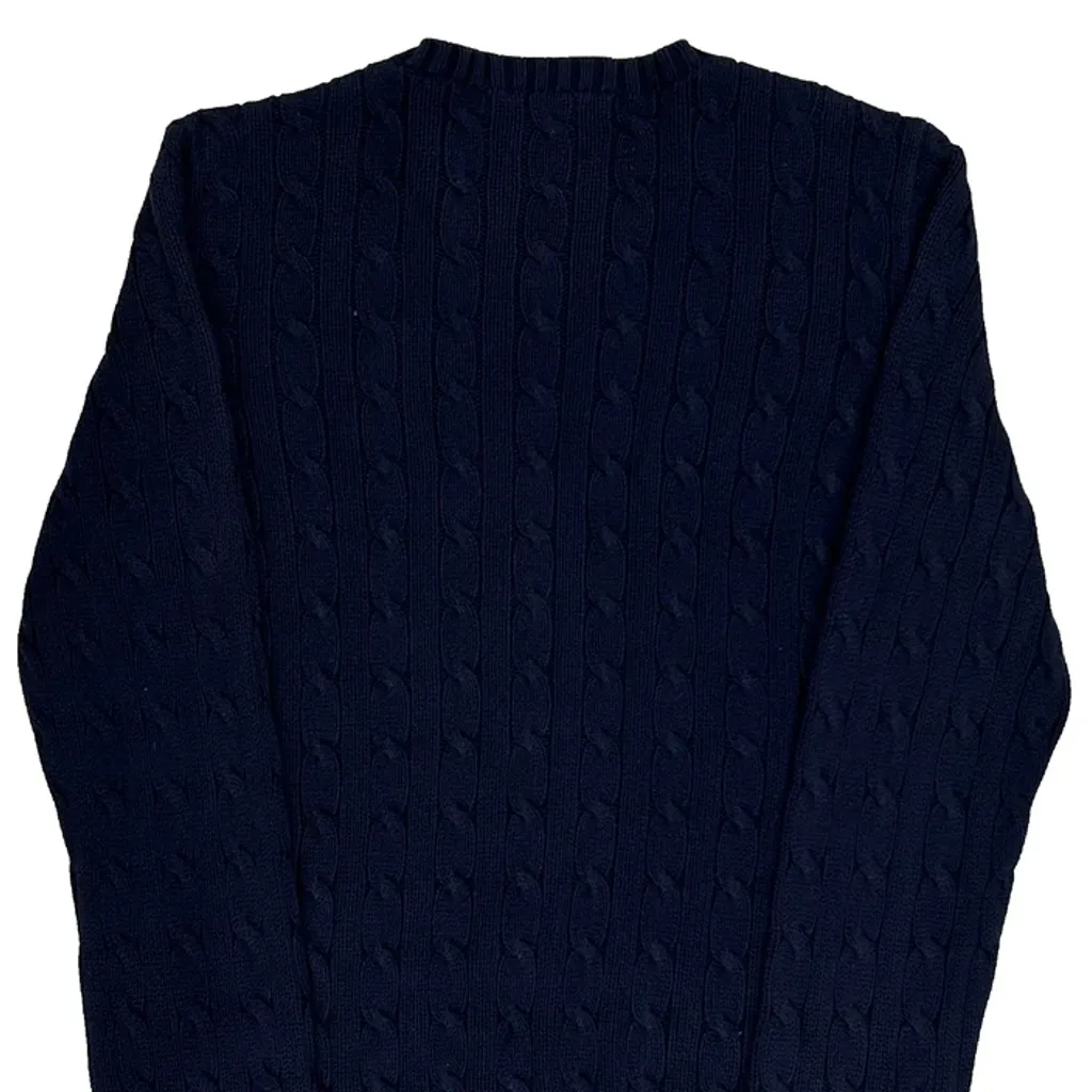 Ralph Lauren Sport Cable Knit Jumper - Large Navy Cotton - Image 7