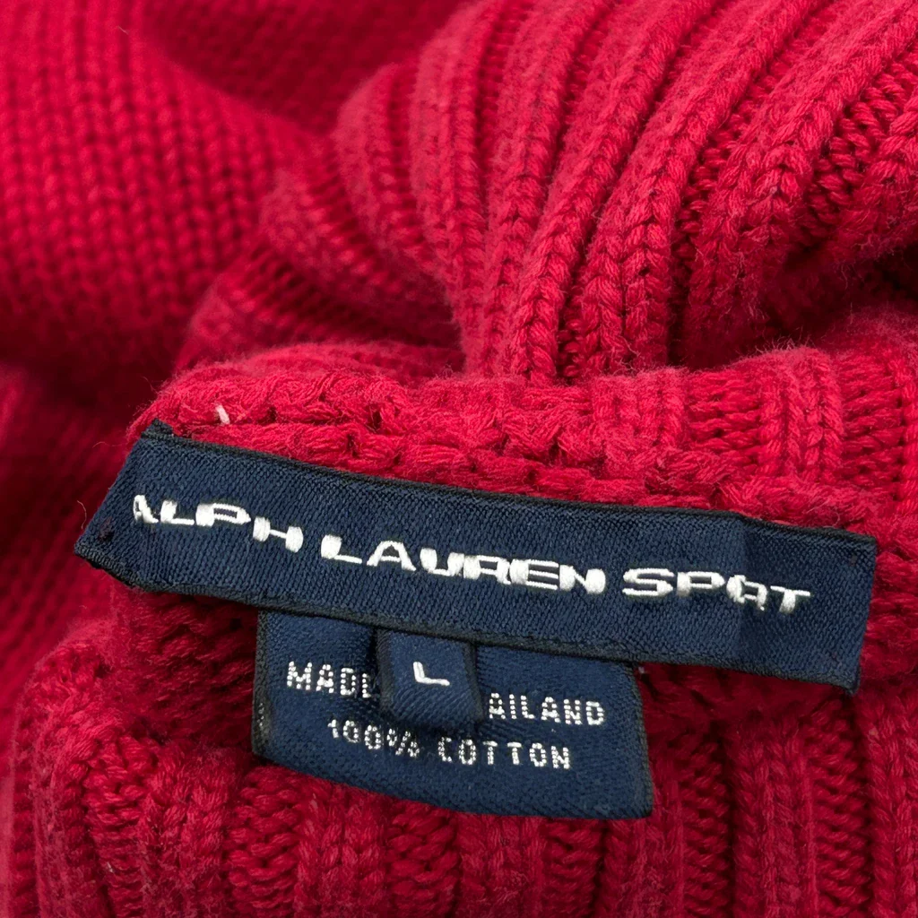 Ralph Lauren Sport Roll Neck Jumper - Large Red Cotton - Image 3