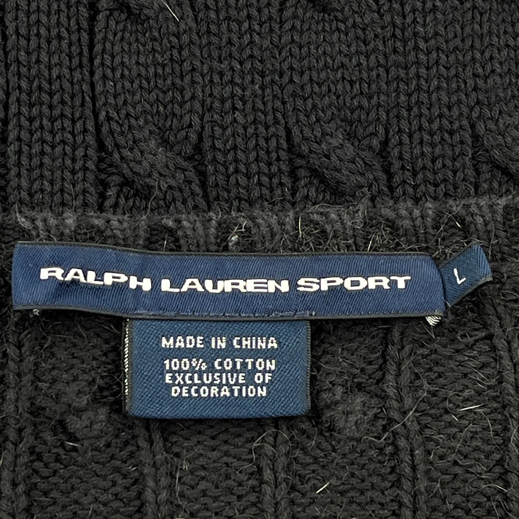 Ralph Lauren Sport Cable Knit Sweater - Large Black Cotton - Image 3