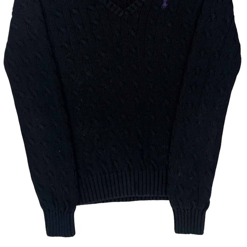 Ralph Lauren Sport Cable Knit Sweater - Large Black Cotton - Image 5
