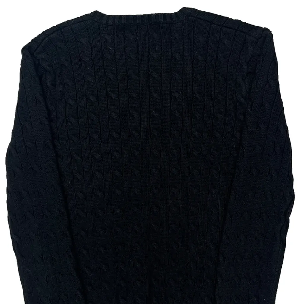 Ralph Lauren Sport Cable Knit Sweater - Large Black Cotton - Image 6
