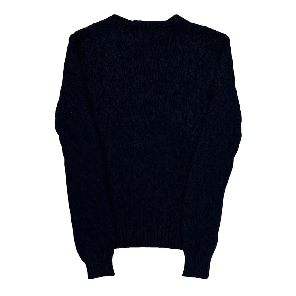 Ralph Lauren Sport Cable Knit Sweater - Large Navy Cotton - Image 2