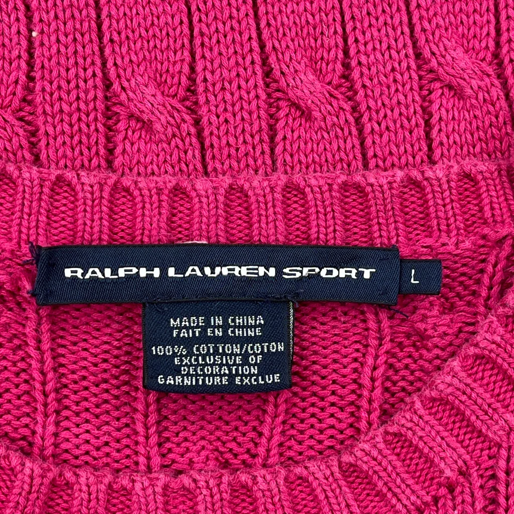 Ralph Lauren Sport Sweater - Large Pink Cotton - Image 3