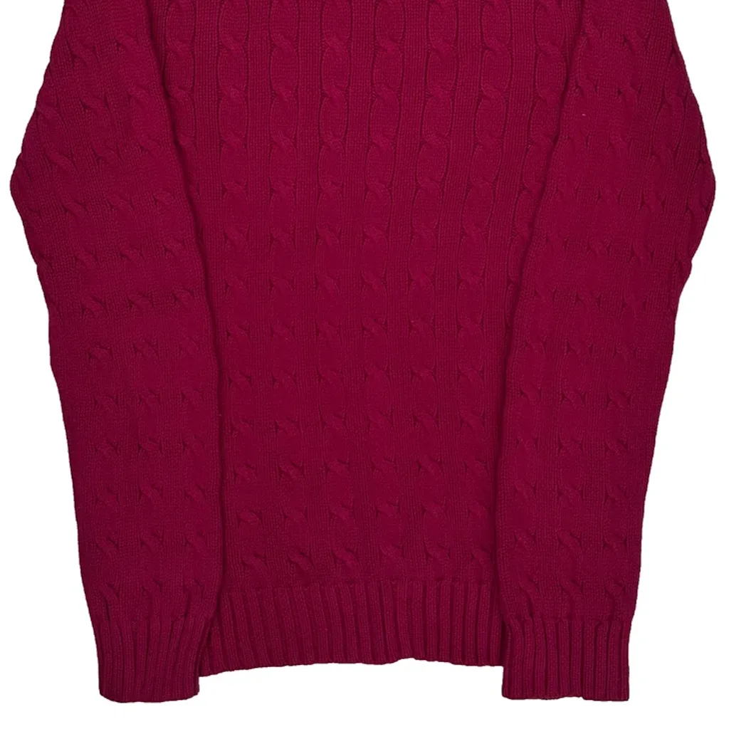 Ralph Lauren Sport Cable Knit Sweater - Medium Red Cotton - Image 7