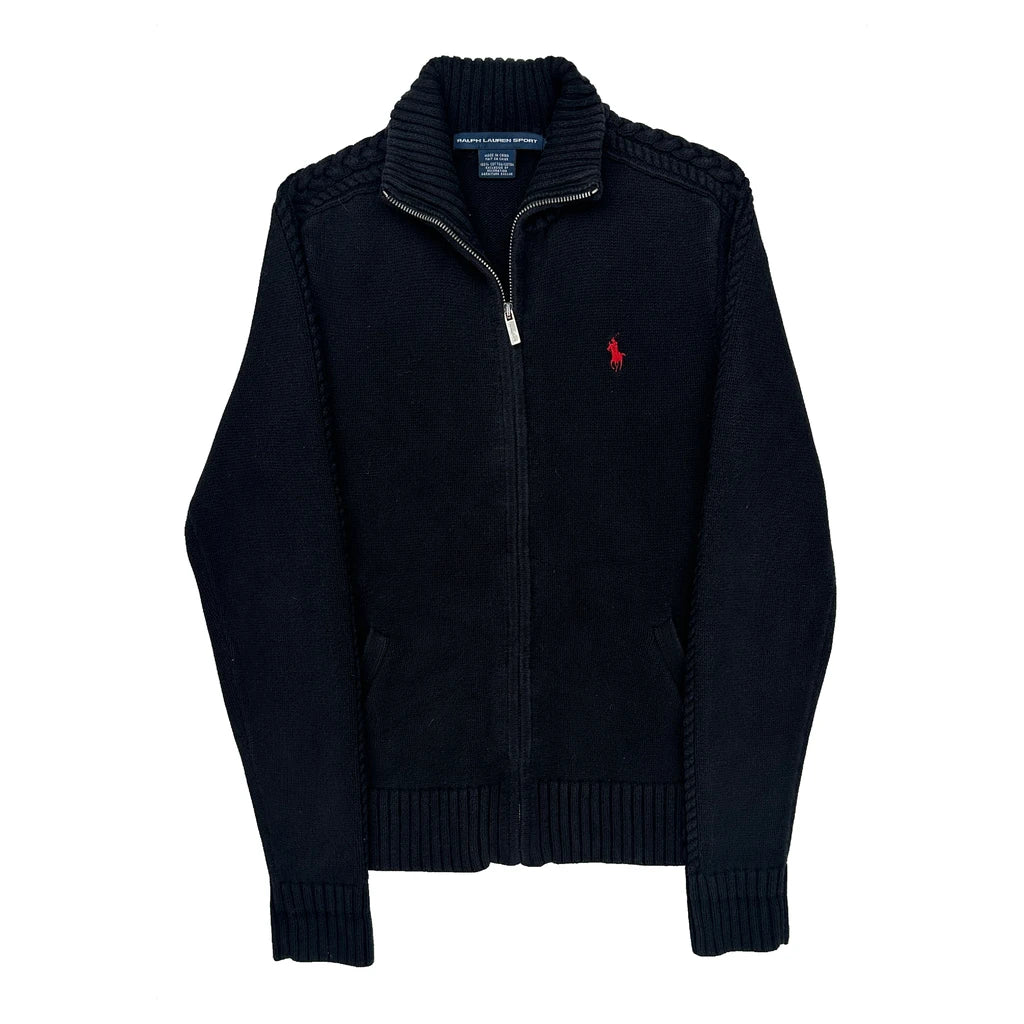 Ralph Lauren Sport Knit Zip Up - Medium Black Cotton