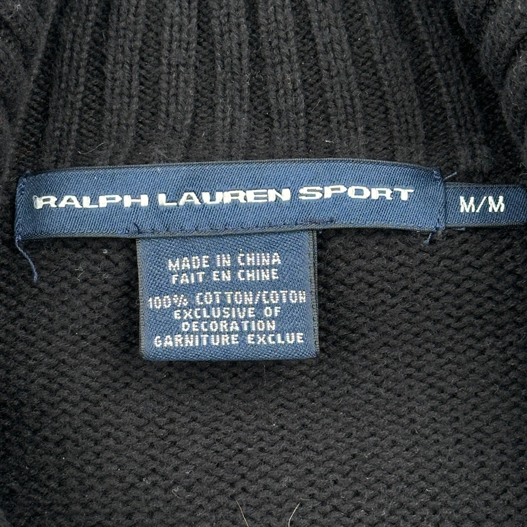 Ralph Lauren Sport Knit Zip Up - Medium Black Cotton - Image 3