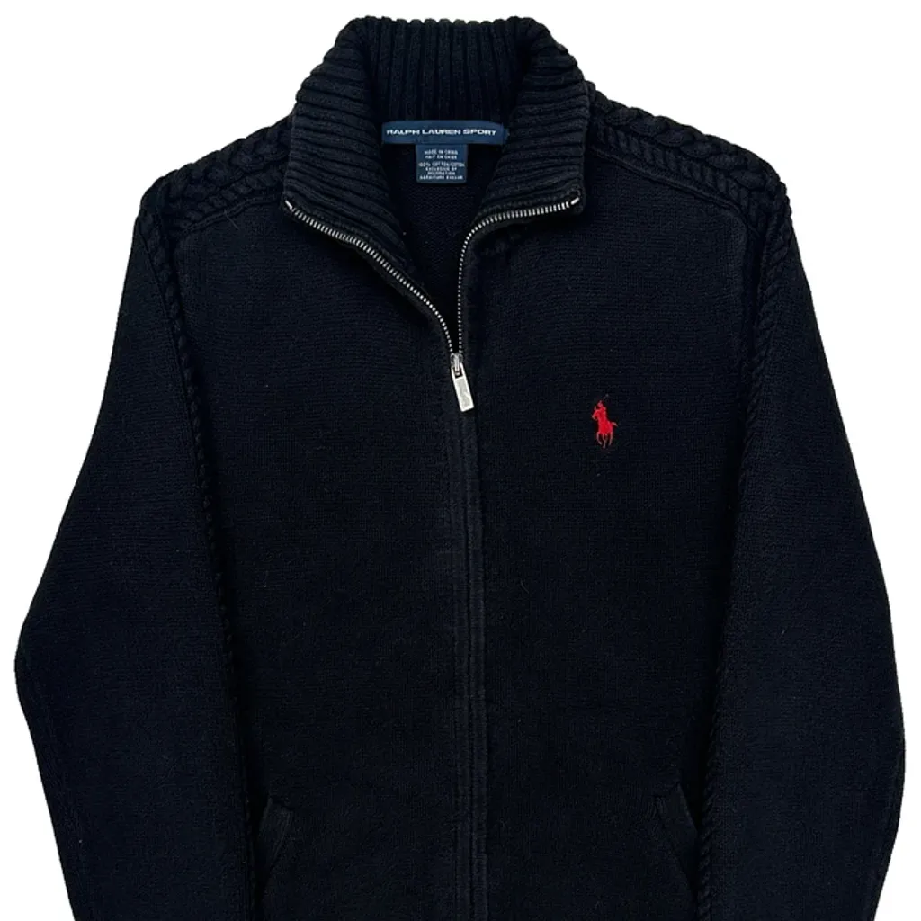 Ralph Lauren Sport Knit Zip Up - Medium Black Cotton - Image 5