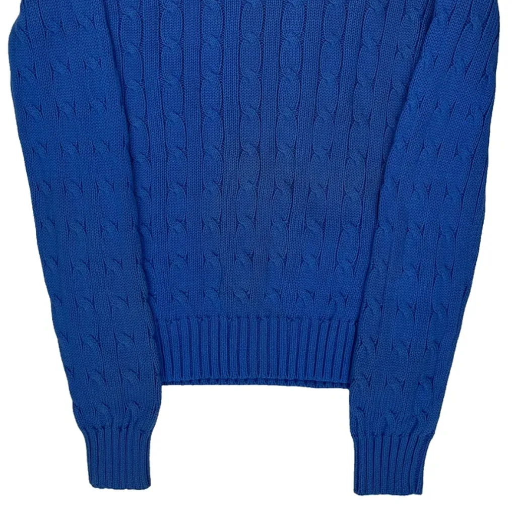 Ralph Lauren Cable Knit Sweater - Small Blue Cotton - Image 4