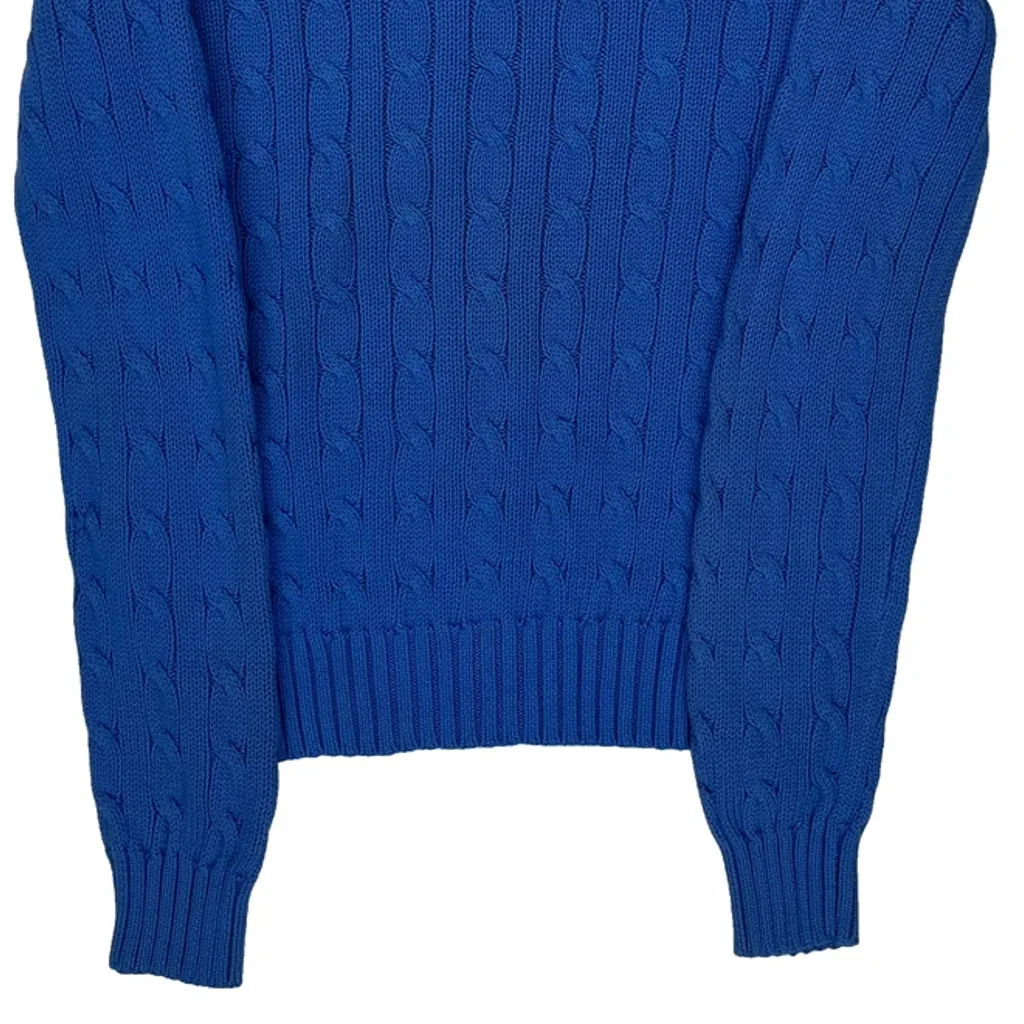 Ralph Lauren Cable Knit Sweater - Small Blue Cotton - Image 6