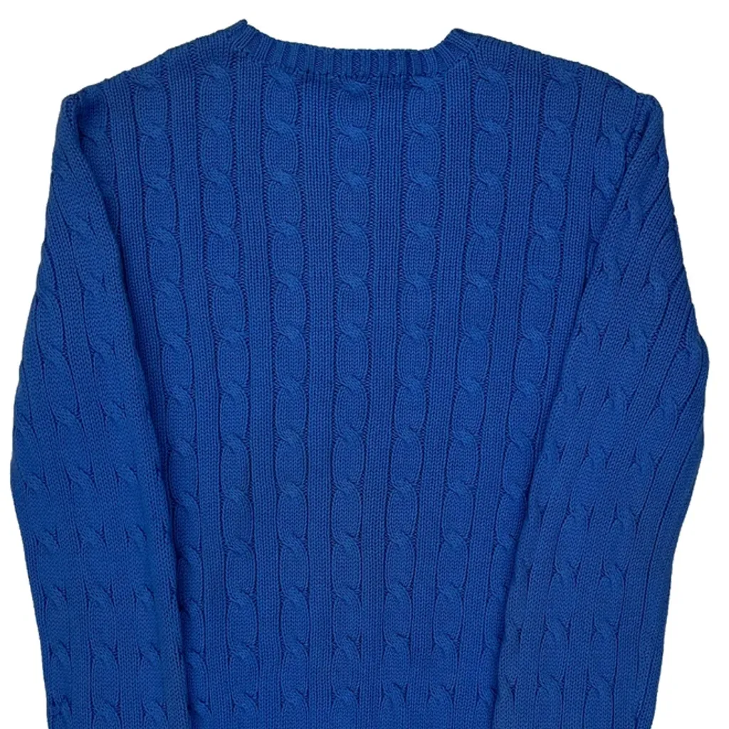 Ralph Lauren Cable Knit Sweater - Small Blue Cotton - Image 7