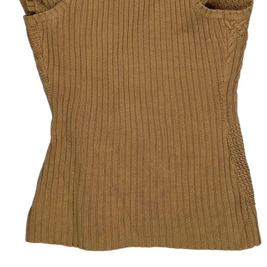 Ralph Lauren Chunk Cable Knit Shawl Sweater Vest - Small Beige Cotton - Image 6