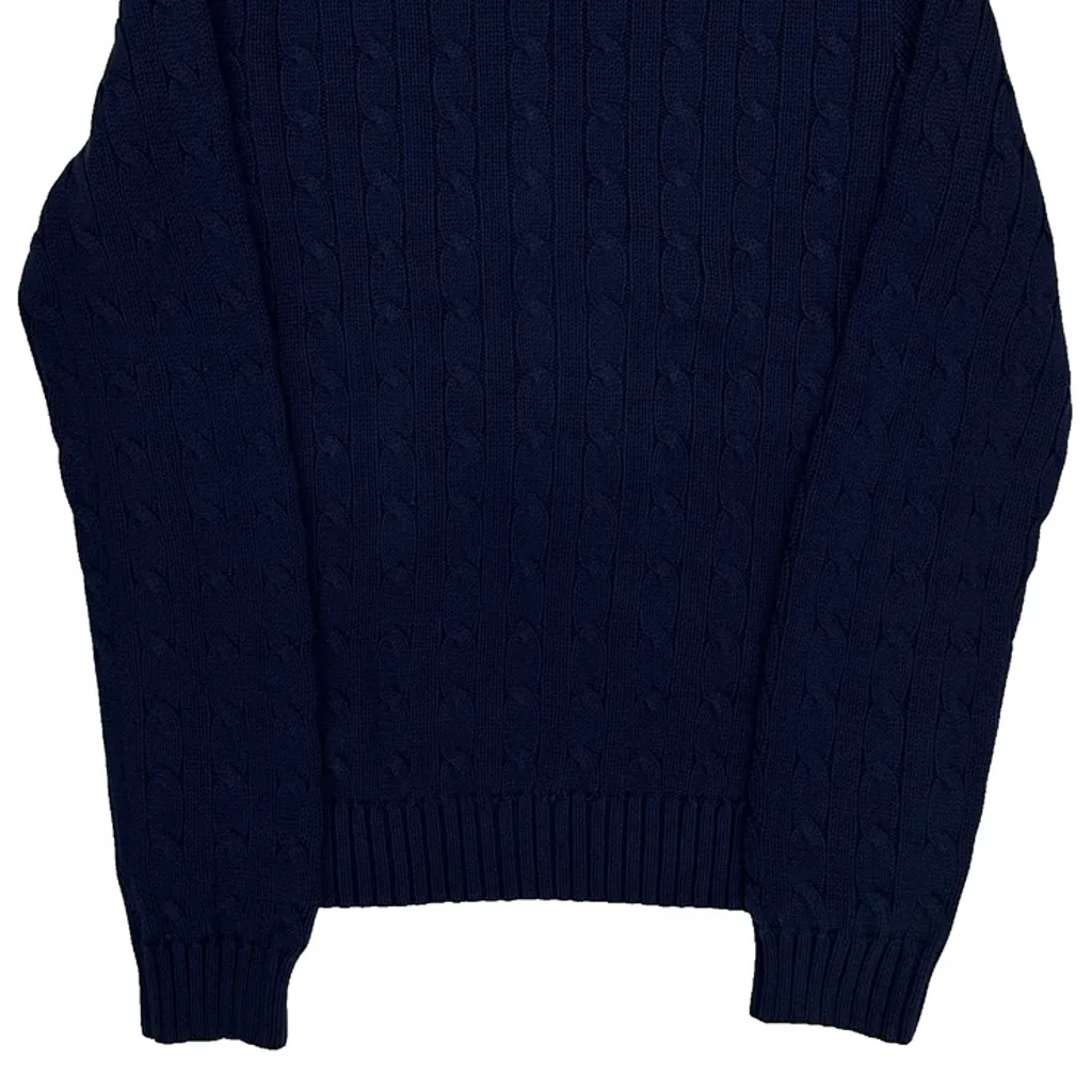 Ralph Lauren Cable Knit Sweater - Large Blue Cotton - Image 6