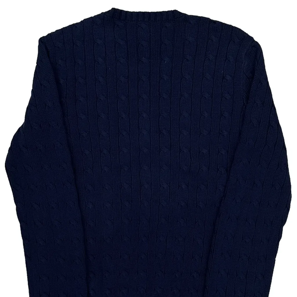 Ralph Lauren Cable Knit Sweater - Large Blue Cotton - Image 7