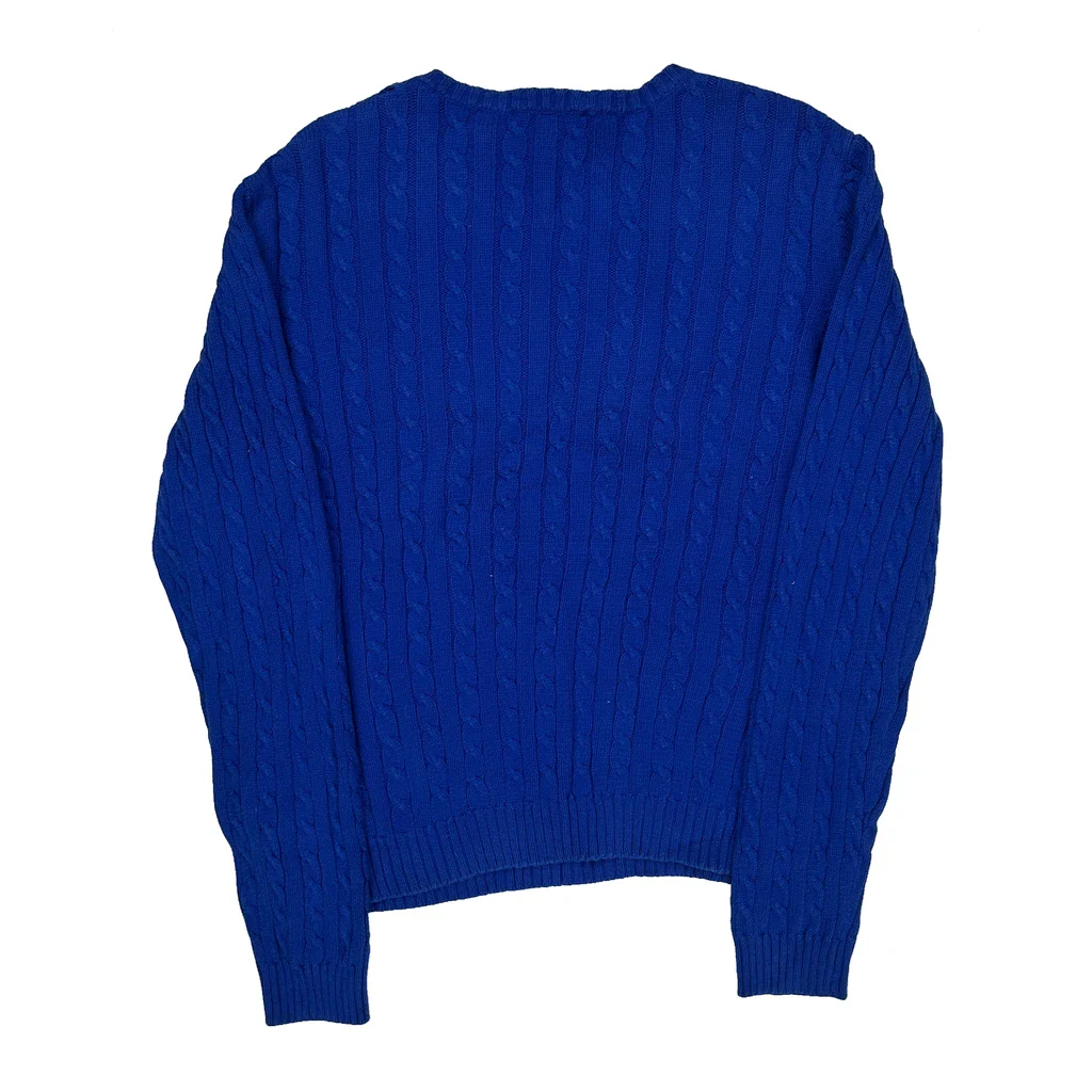 Ralph Lauren Cable Knit Sweater - Large Blue Cotton - Image 2