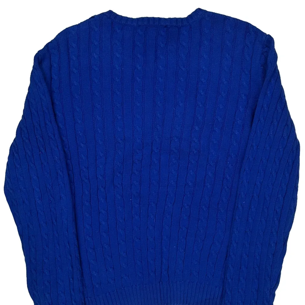 Ralph Lauren Cable Knit Sweater - Large Blue Cotton - Image 7