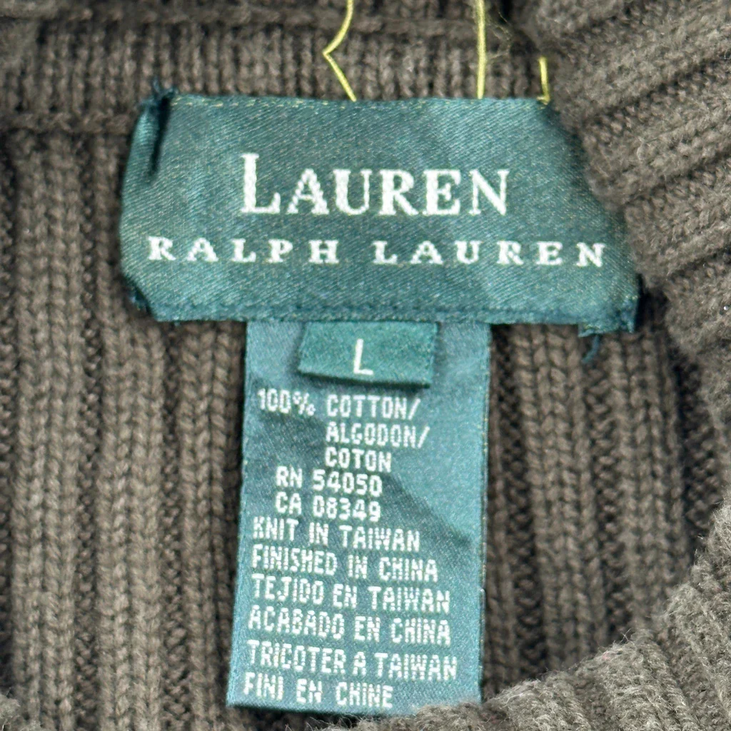 Ralph Lauren Roll Neck Sweater - Large Brown Cotton - Image 3