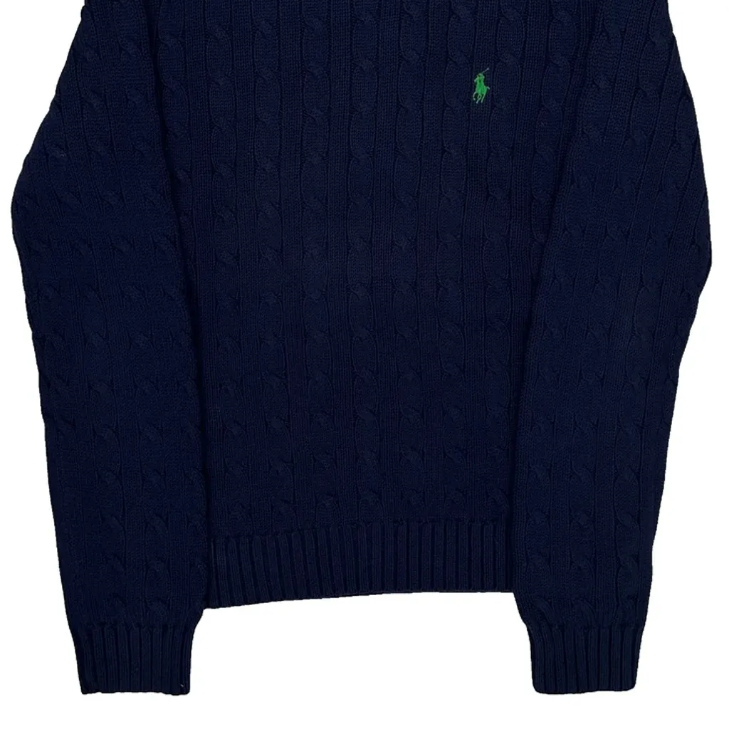 Ralph Lauren Cable Knit Sweater - Large Navy Cotton - Image 5