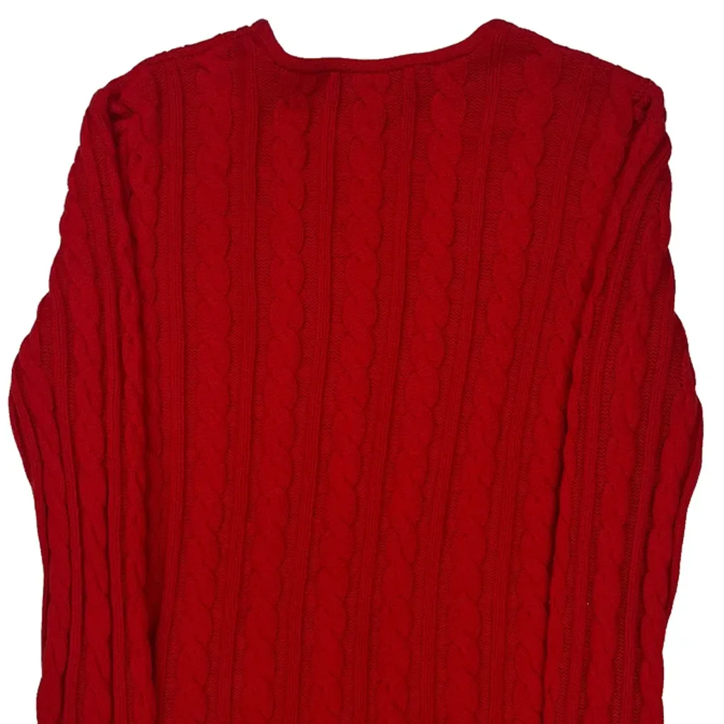 Ralph Lauren Cable Knit Sweater - Large Red Cotton - Image 6